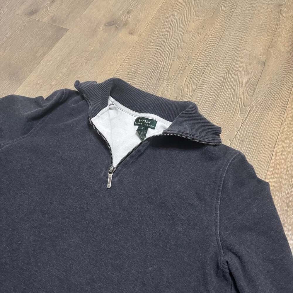Lauren Ralph Lauren Quarter Zip Sweatshirt Size M Charcoal Grey Pullover